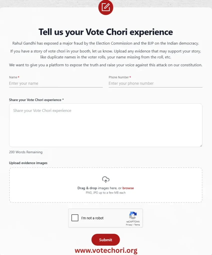 Report Vote Chori, How to Submit